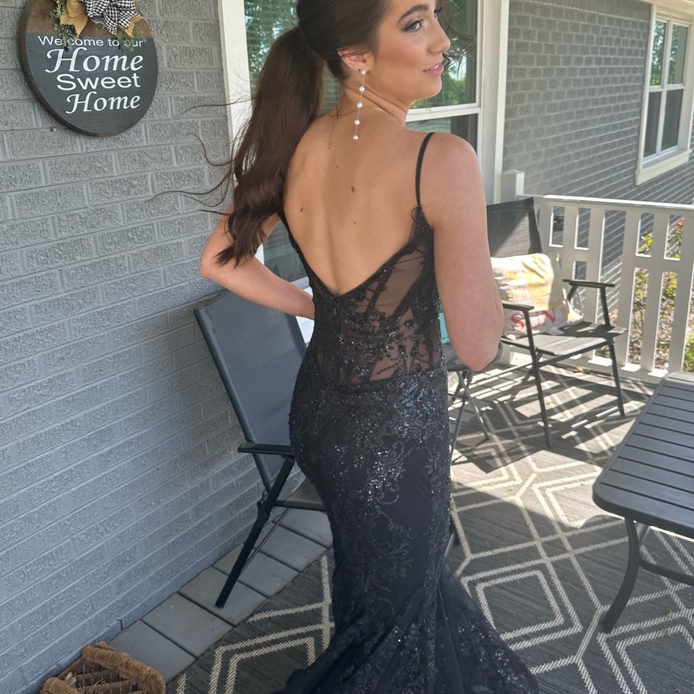 Jovani - Sequined Illusion Corset Mermaid Gown Size 2 Like New only worn once